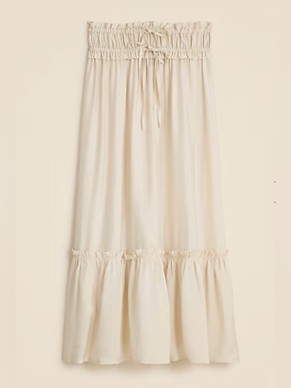 J.Crew Smocked Waist Midi Skirt ~ XXS ~ Viscose Pull On ~ Natural (Ivory)